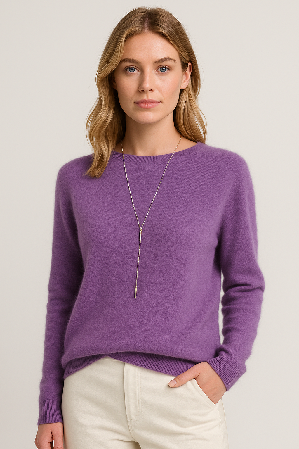 Women’s Classic Crew Neck Sweater – Soft Long Sleeve Knit