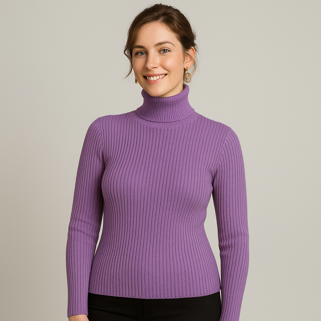Women’s Ribbed Turtleneck Sweater – Classic Slim Fit Knit